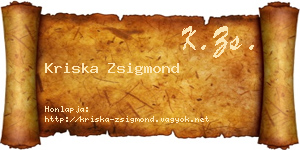 Kriska Zsigmond névjegykártya